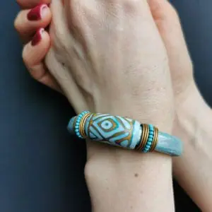 Romb and Fir Beads sliders for the leather Bracelet