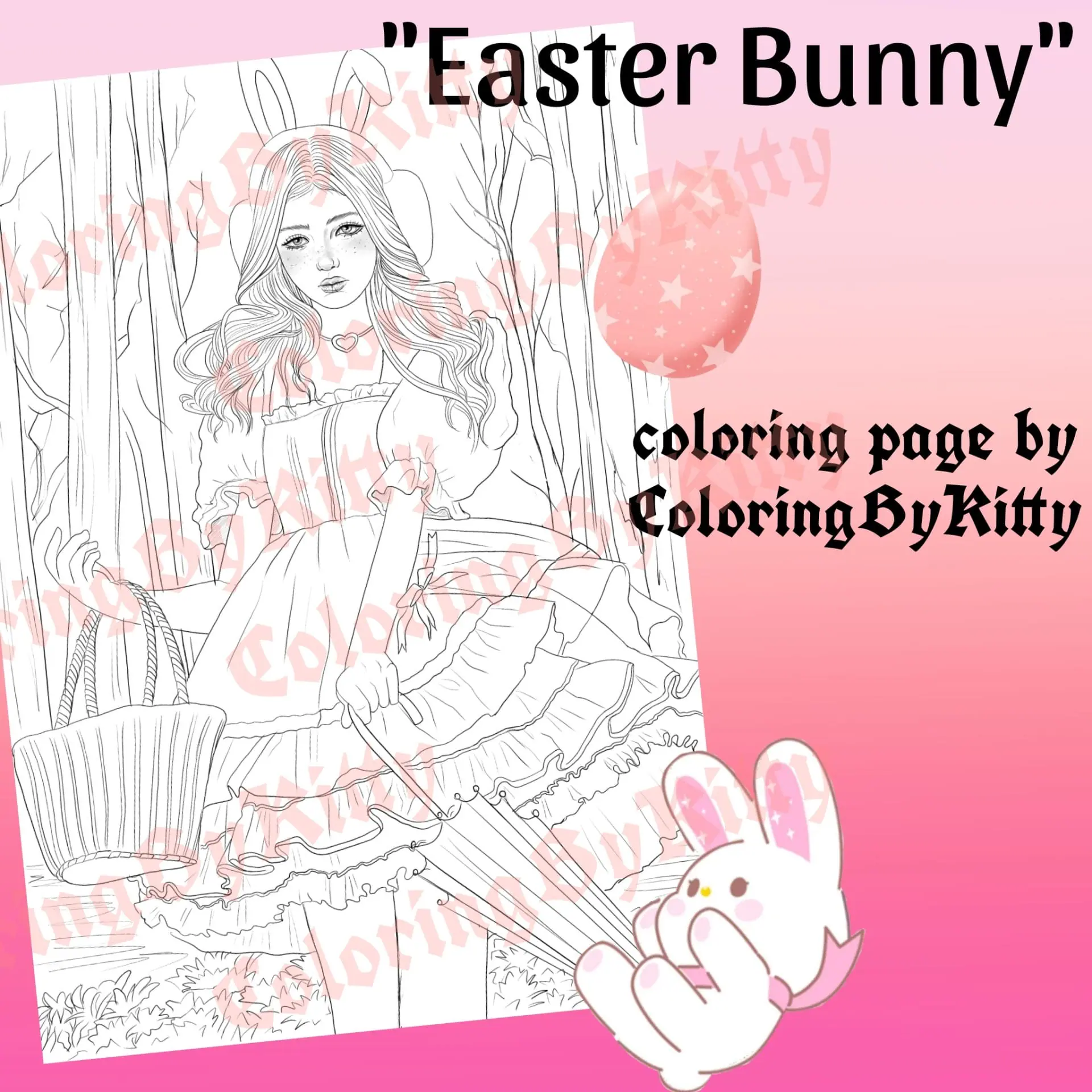 Single coloring page “Easter Bunny girl”