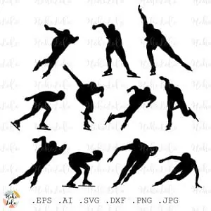 Speed Skater Silhouette Cricut Svg Stencil Templates