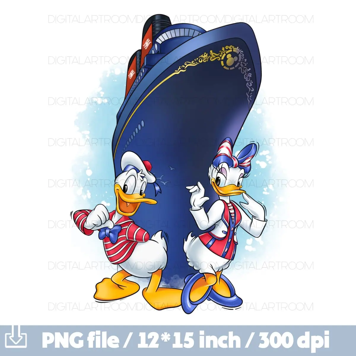 Cruise Line Donald Duck on the ship Sublimation design