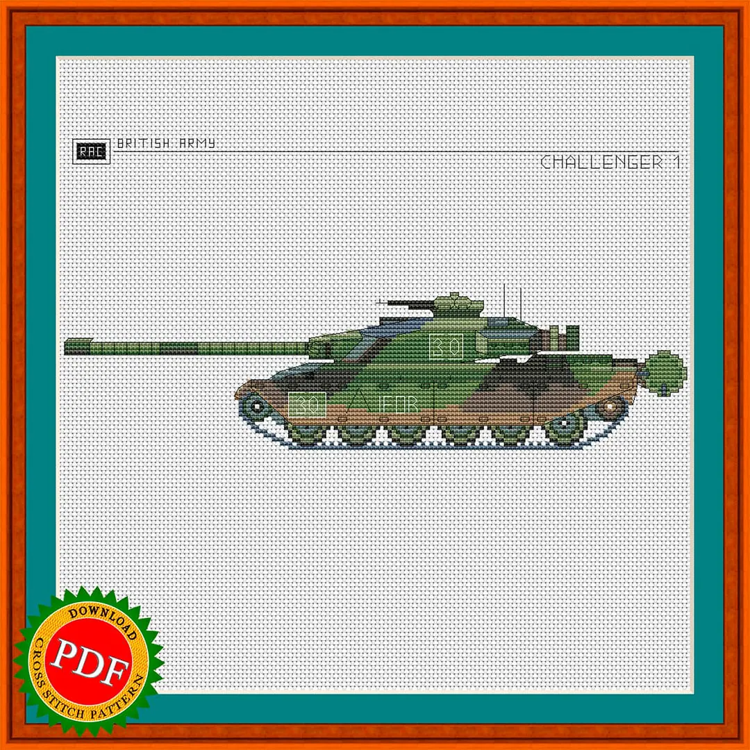 Challenger 1 Cross Stitch Pattern | Main Battle Tank Challenger 1