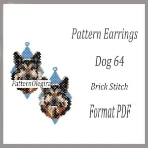 Dog 64 bead earrings pattern Dog earrings Dog pattern Bead dog Olegirabeadpatterns