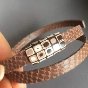 coffee mosaic multicolor Polymer clay sliders for the regaliz leather Bracelet