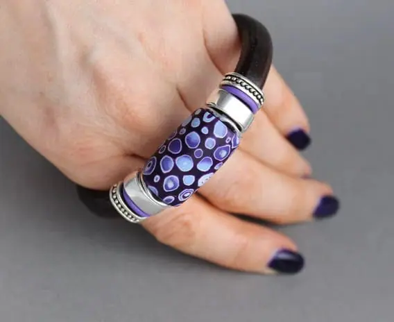 space Polymer clay sliders for the regaliz leather Bracelet