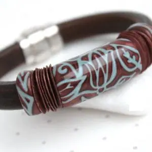 Copper flower Polymer clay sliders for the regaliz leather Bracelet (Copy)