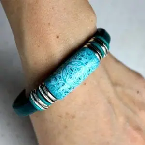 turquoise pattern Polymer clay sliders for the regaliz leather Bracelet