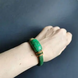 Green stone Polymer clay sliders for the regaliz leather Bracelet