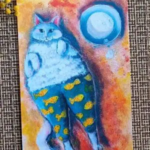 Postcards set 4*6″ cats print flowers by Yalozik