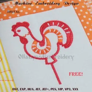 Rooster Lollipop embroidery design