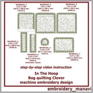 In The Hoop Embroidery Design Bag quilting Clover with pockets for bottle, umbrella