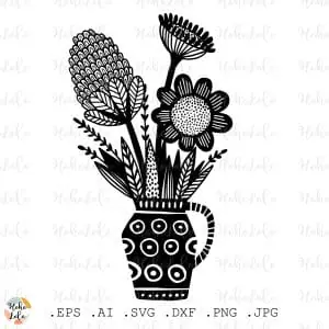 Flowers Svg Cricut Linocut Clipart Png Silhouette