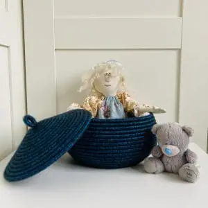 Navy blue Basket Rope Basket with lid 19 x 15 cm Free shipping