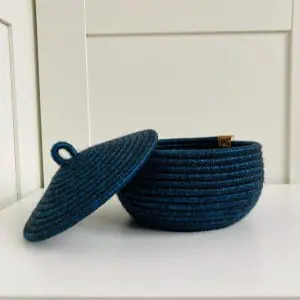 Navy blue Basket Rope Basket with lid 13 cm x 16 cm Free shipping