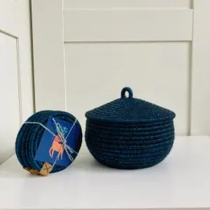 Navy blue Basket Rope Basket with lid 13 cm x 16 cm Free shipping