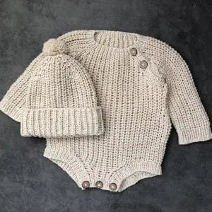 Waffle newborn romper and Pom hat Photoshoot