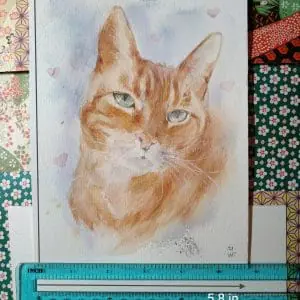 Sweet Kitty Cat Portrait Watercolor Painting