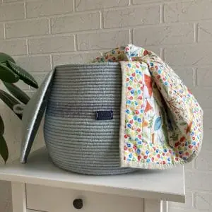 Large jute storage basket with lid 33 cm x 25.5 cm Free shipping