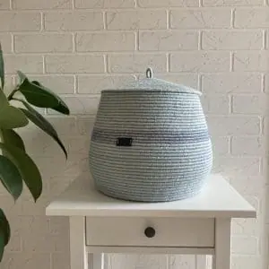 Large jute storage basket with lid 33 cm x 25.5 cm Free shipping