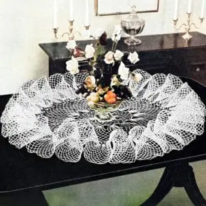 Pattern vintage ruffle doily, crochet pattern, home decor lace napkin, format pdf