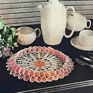 Pattern vintage tailored ruffle doily, crochet pattern, home decor lace napkin, doily to decoration for table.