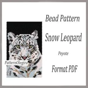 Snow Leopard bead pattern Snow Leopard bead tapestry pattern Bead Berd patterns Olegirabeadpatterns