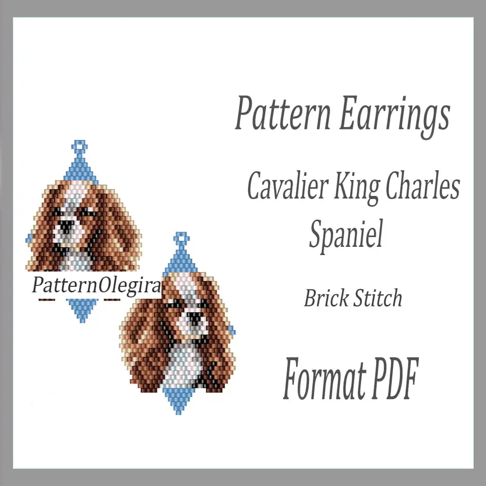 Cavalier King Charles Spaniel Earrings pattern Brick stitch