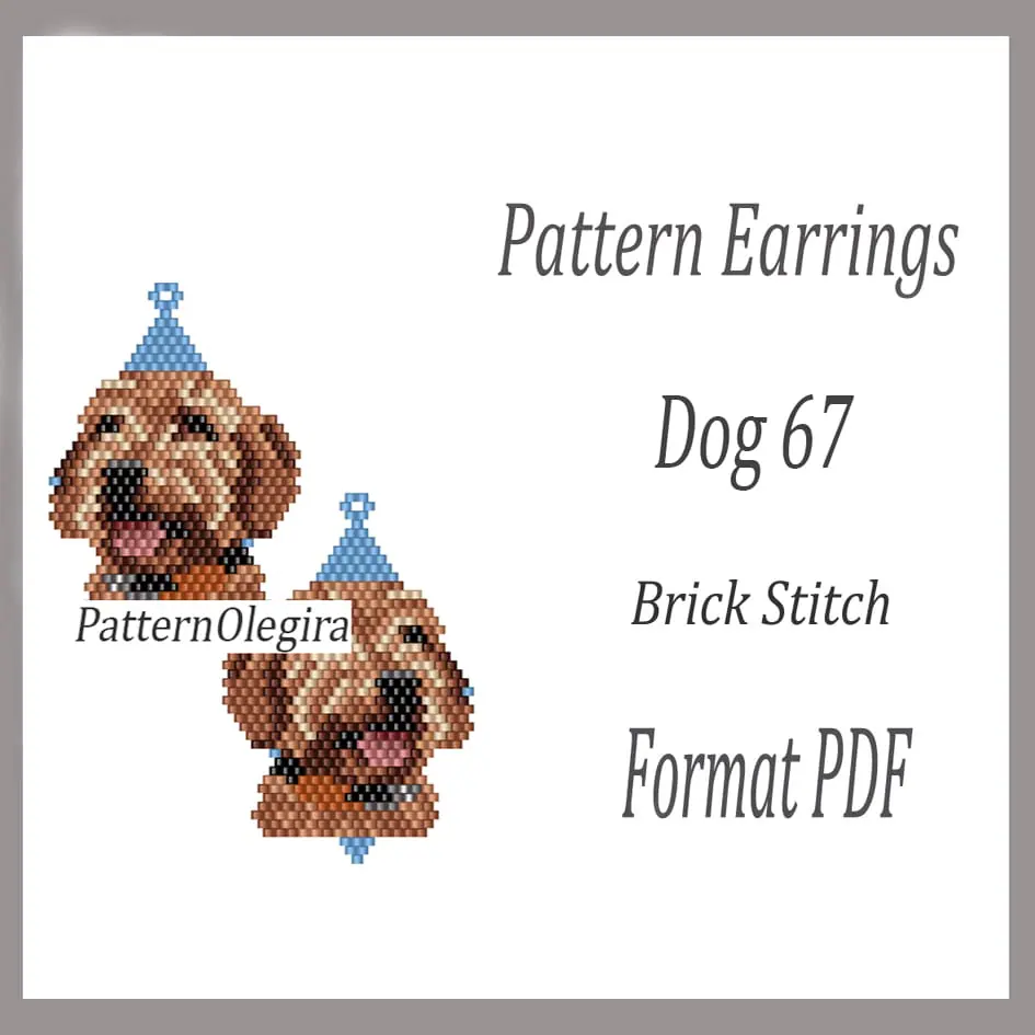 DOG 67 Earrings beading pattern Brick stitch pattern