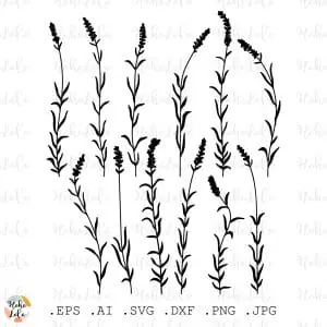 Lavender Svg Silhouette Cricut Stencil Template Dxf