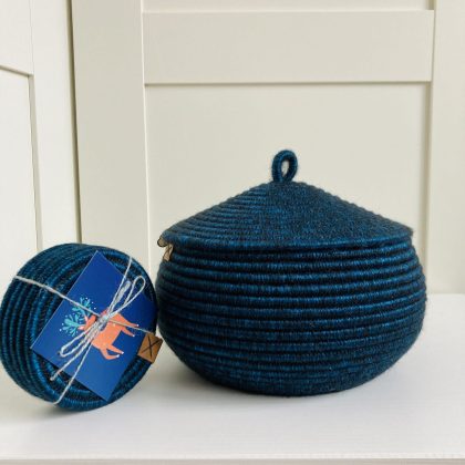 Navy blue Basket Rope Basket with lid 19 x 15 cm Free shipping