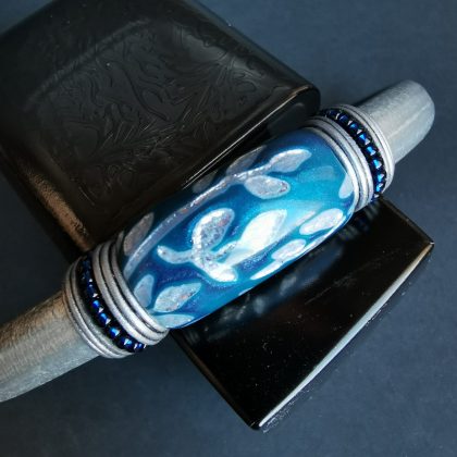 sea wave Polymer clay sliders for the regaliz leather Bracelet