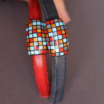small squares Polymer clay sliders for the regaliz leather Bracelet