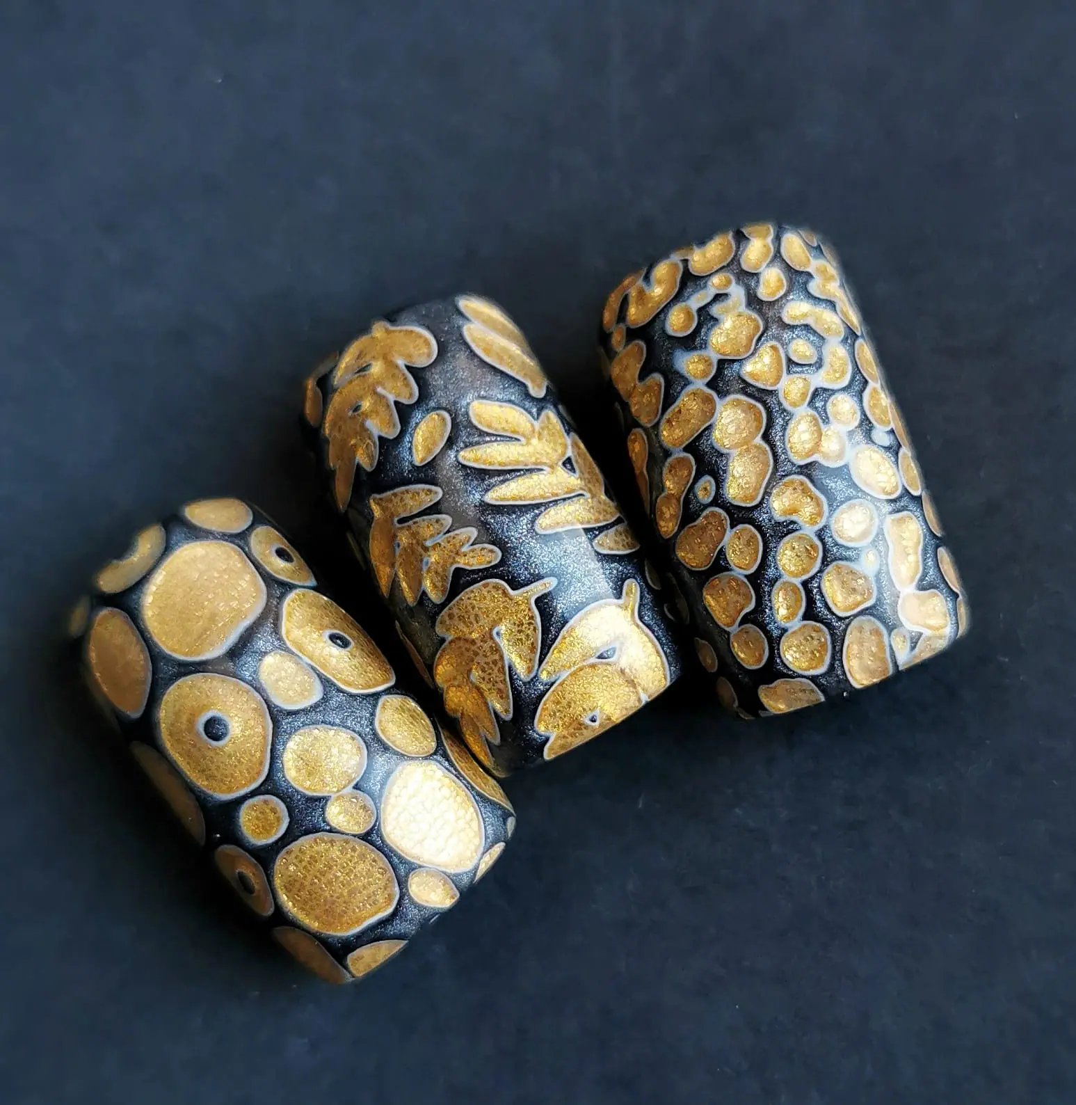 Gold silver Polymer clay sliders for the regaliz leather Bracelet