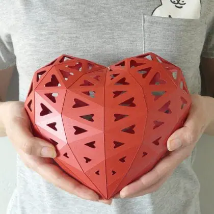 3d Papercraft – Heart 3 – PDF DXF Templates