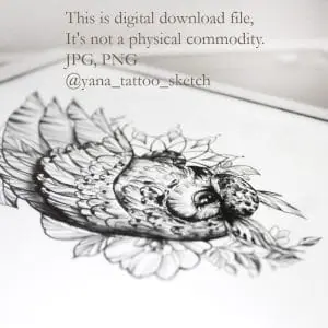 Owl Tattoo Designs For Females Owl And Flower Tattoo Sketch Idea