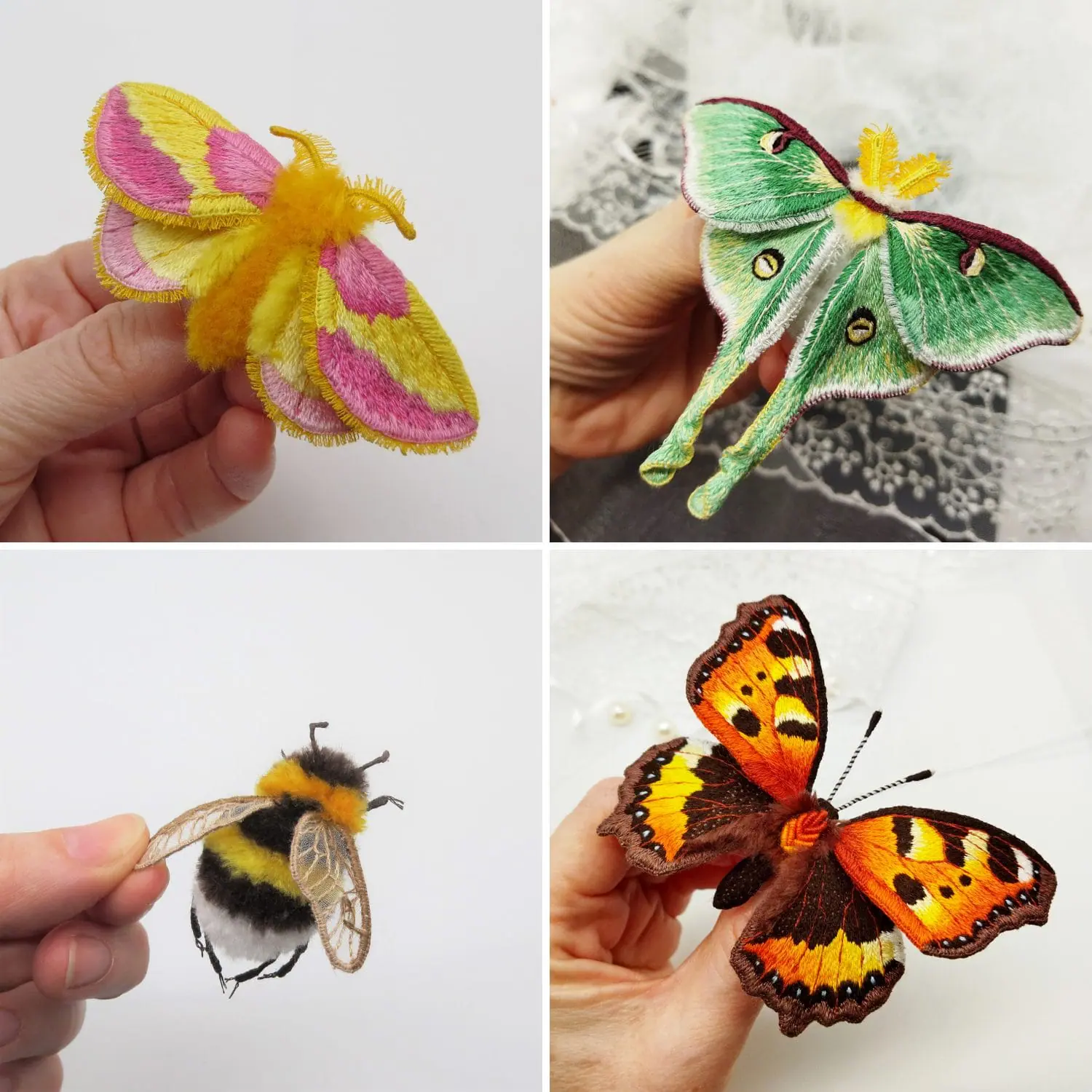 Set of hand embroidered butterflies Tutorials PDF