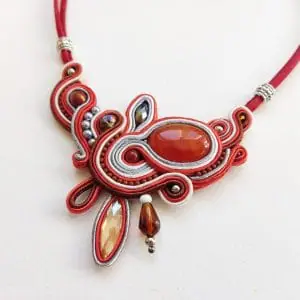 Red necklace with carnelian stone