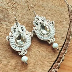 Bridal earrings, Ivory White Earrings, Rhinestone beaded earrings