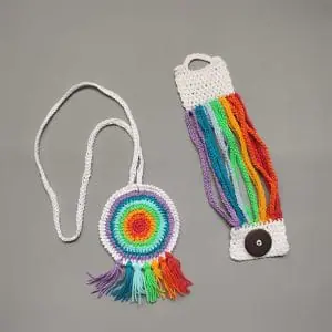 Rainbow color jewelry set, pendant and bracelet boho style