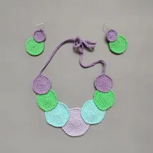 Knitted necklace and earrings set, elegant jewelry