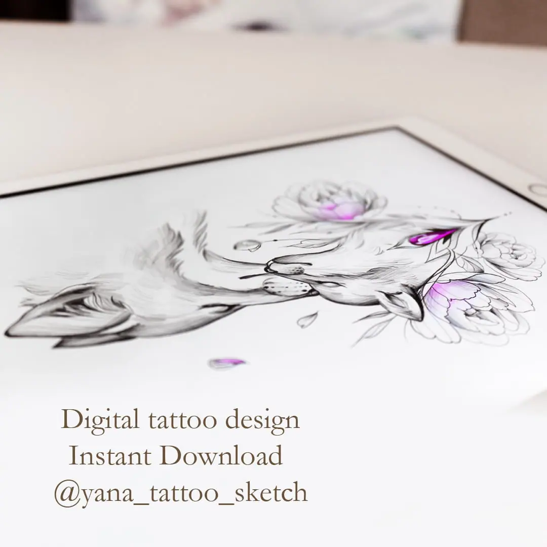 Fox And Fox Cub Tattoo Designs Mother Fox And Baby Tattoo Sketch