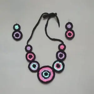Elegant jewelry, crochet accessories, earring and necklace set