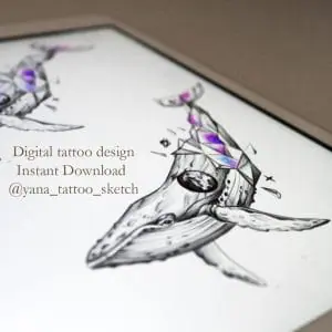 Whale Tattoo Designs Geometric Blue Whale Tattoo Sketch Idea