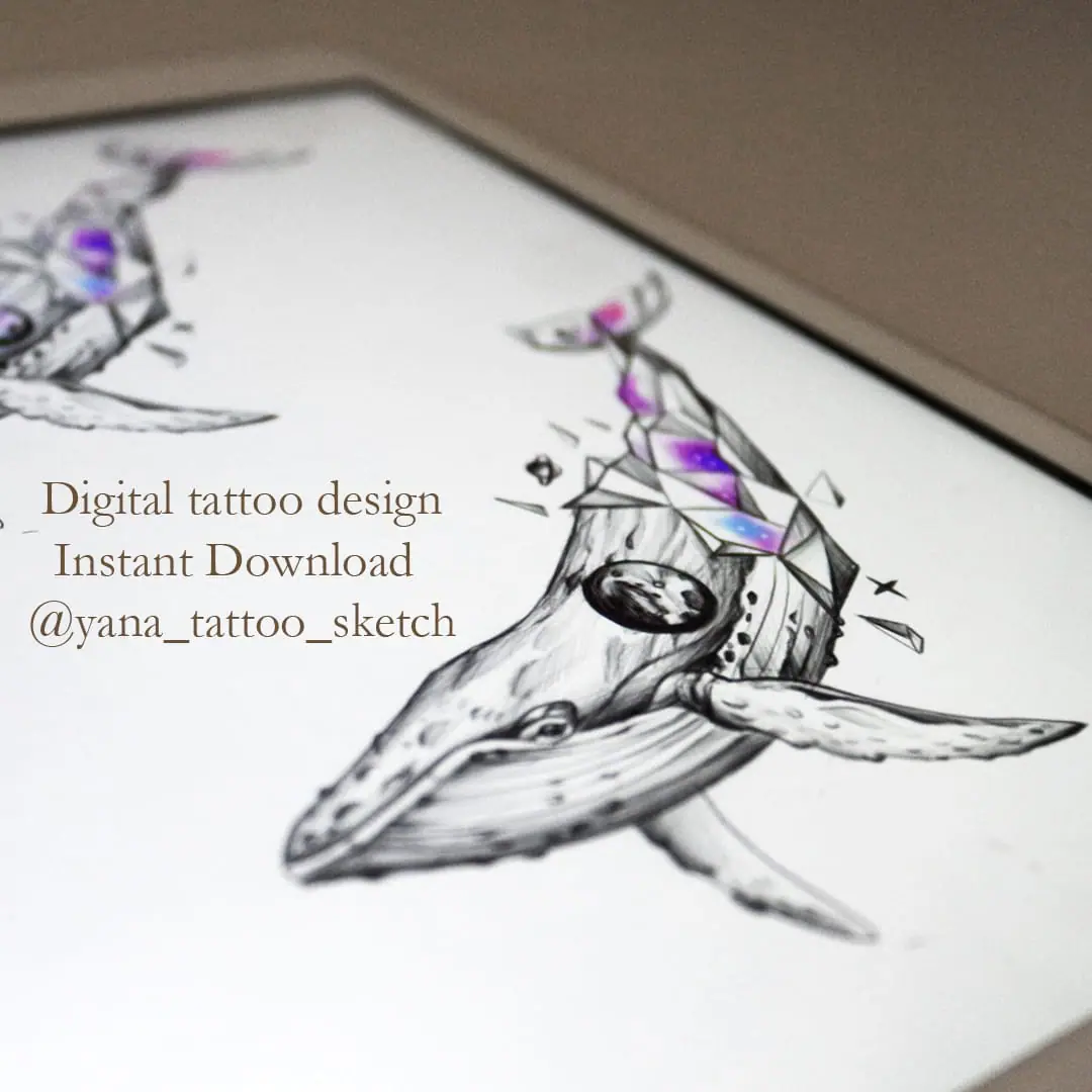 Whale Tattoo Designs Geometric Blue Whale Tattoo Sketch Idea