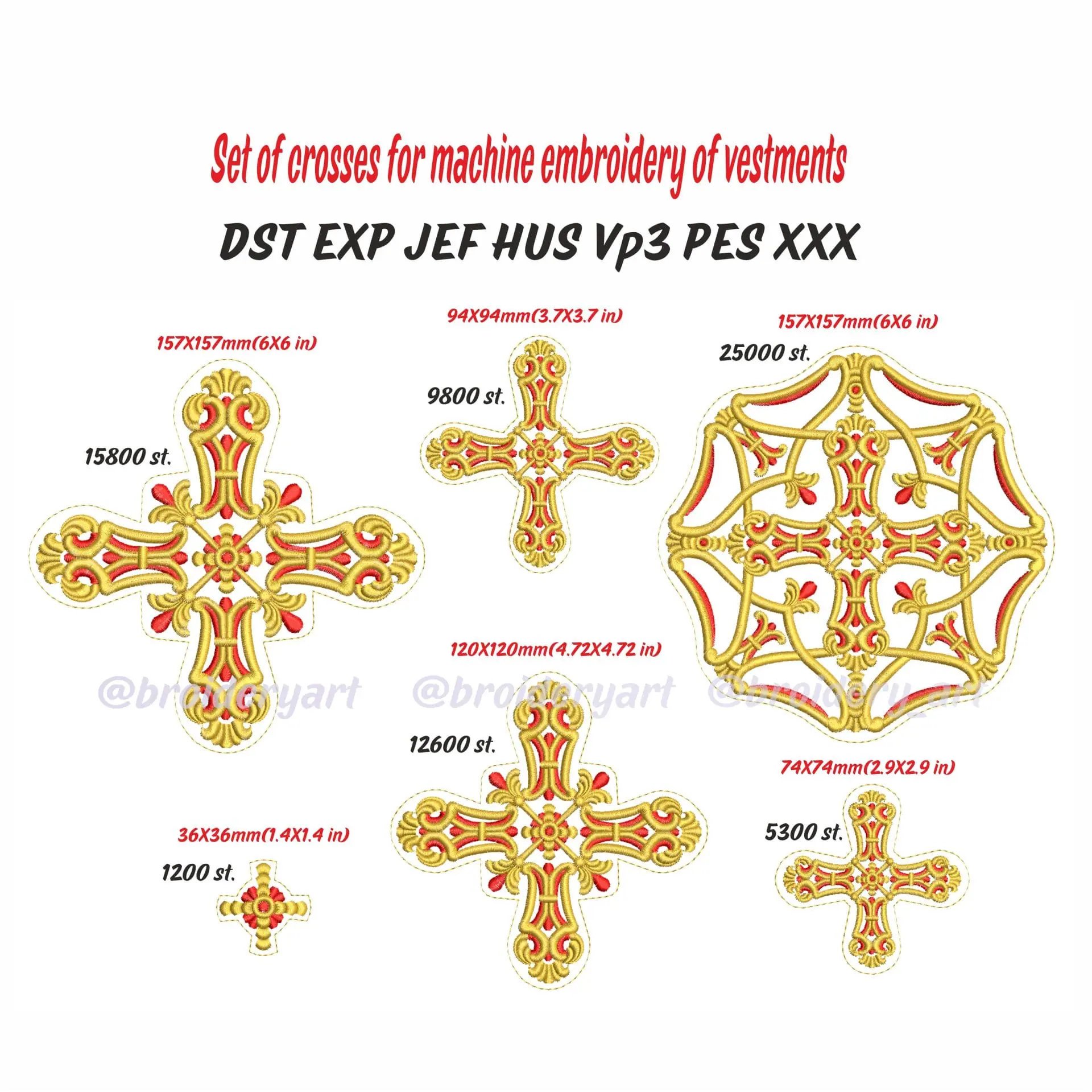 Crosses for vestments machine embroidery design