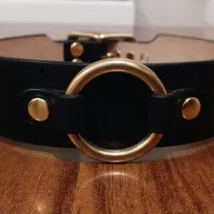 handmade black leather bdsm сollar