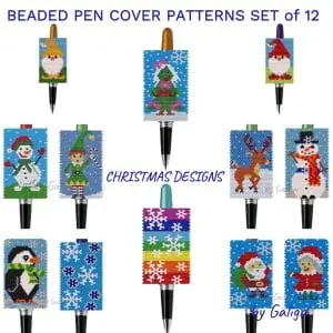 Christmas Pen Cover Patterns Beaded Santa Beading Pen Wrap SET