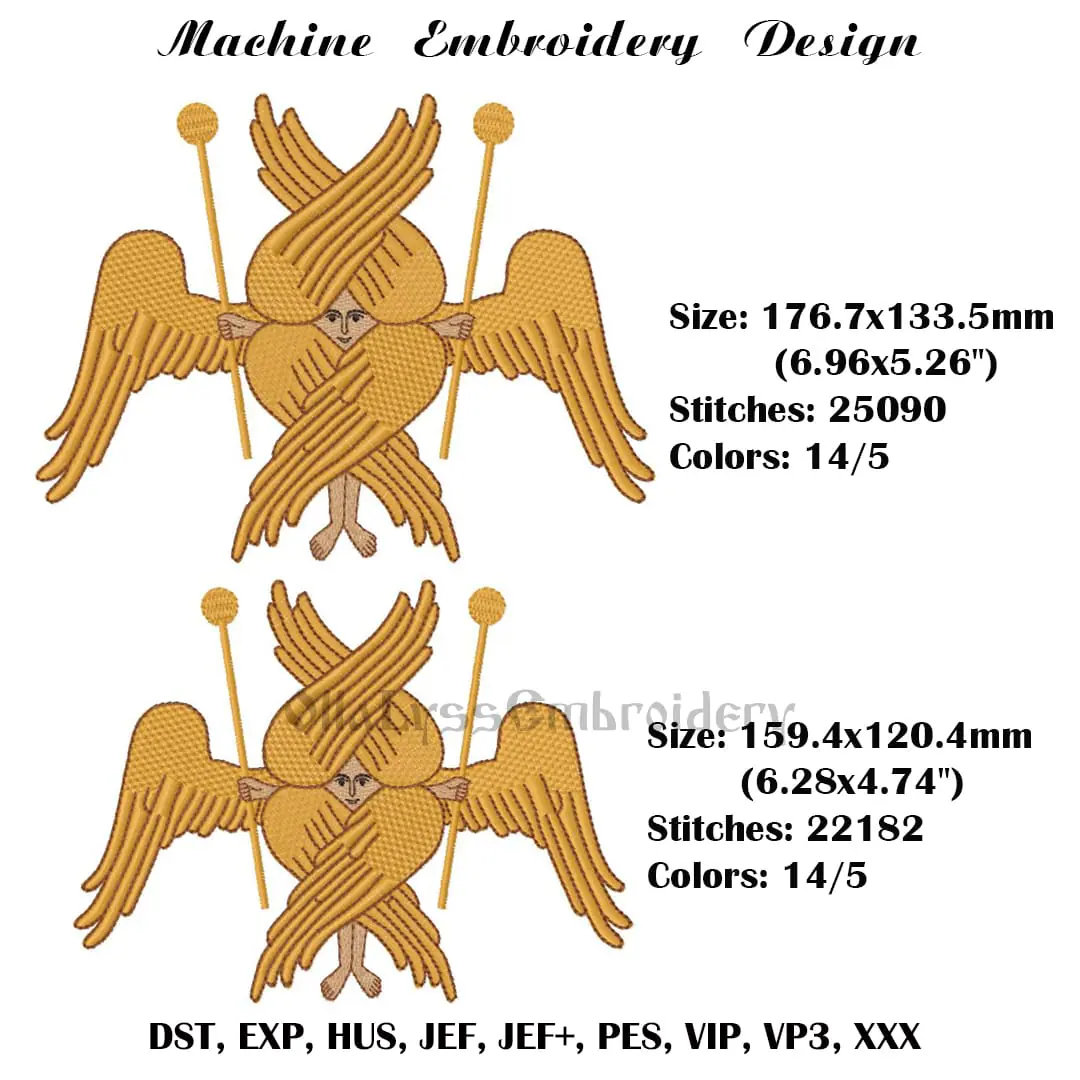 The Cherub embroidery design 3 The Cherub embroidery design sizes