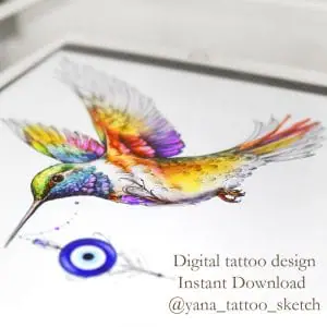Evil Eye Tattoo Design Hummingbird And Blue Evil Eye Tattoo Ideas