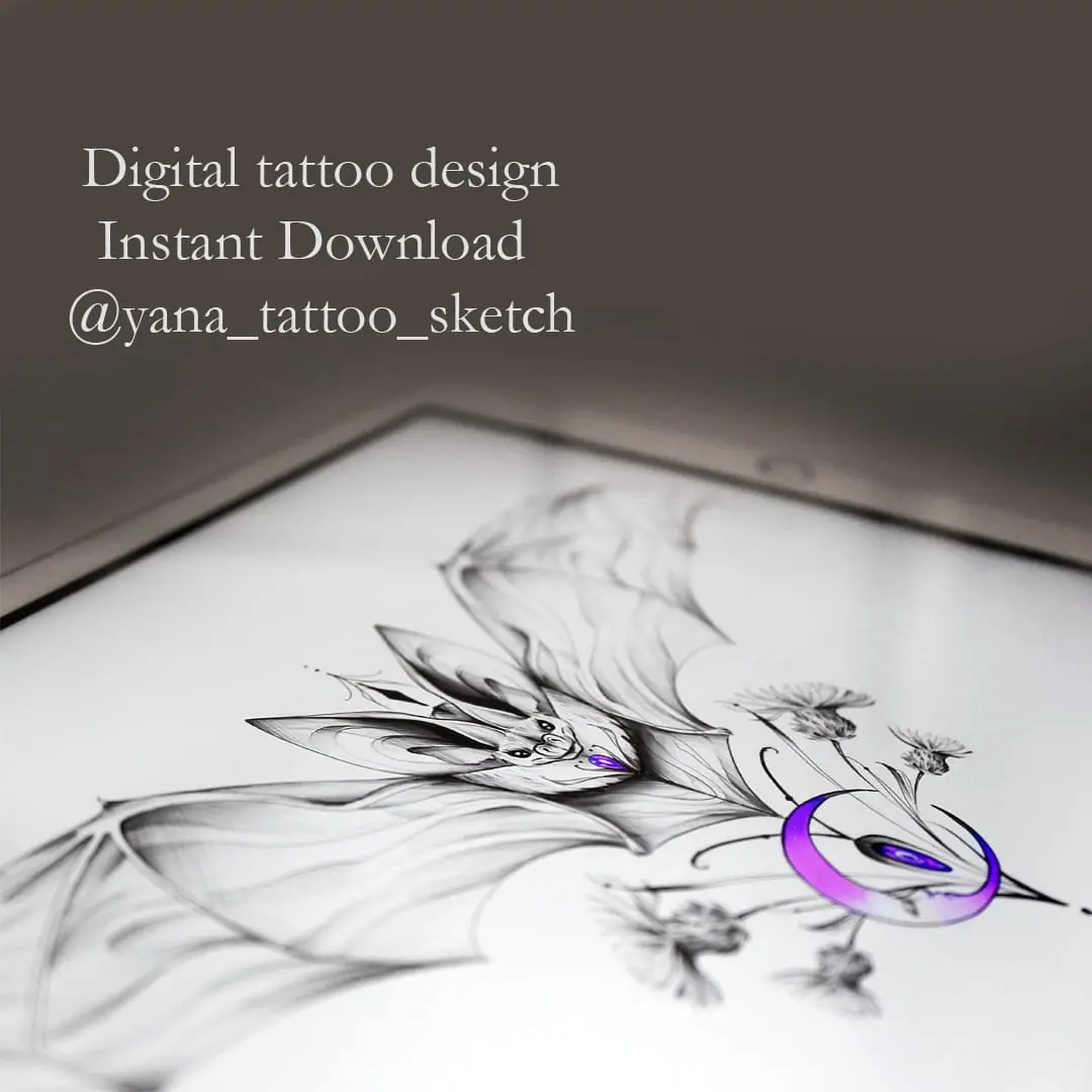Bat Tattoo Design Cute Bat Tattoo Sketch Feminine Bat Tattoo Idea