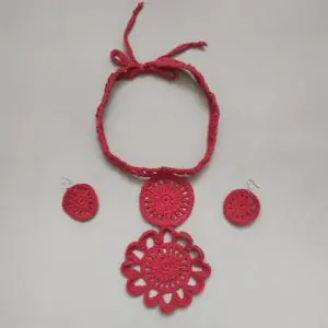 Earring and necklace set, Necklace in red, Elegant jewelry